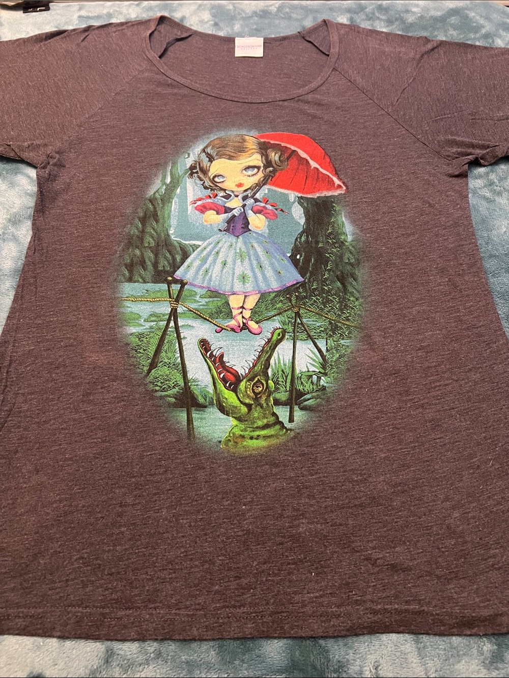 Tightrope Girls' Graphic Tee with Purple Crocodile Illustration